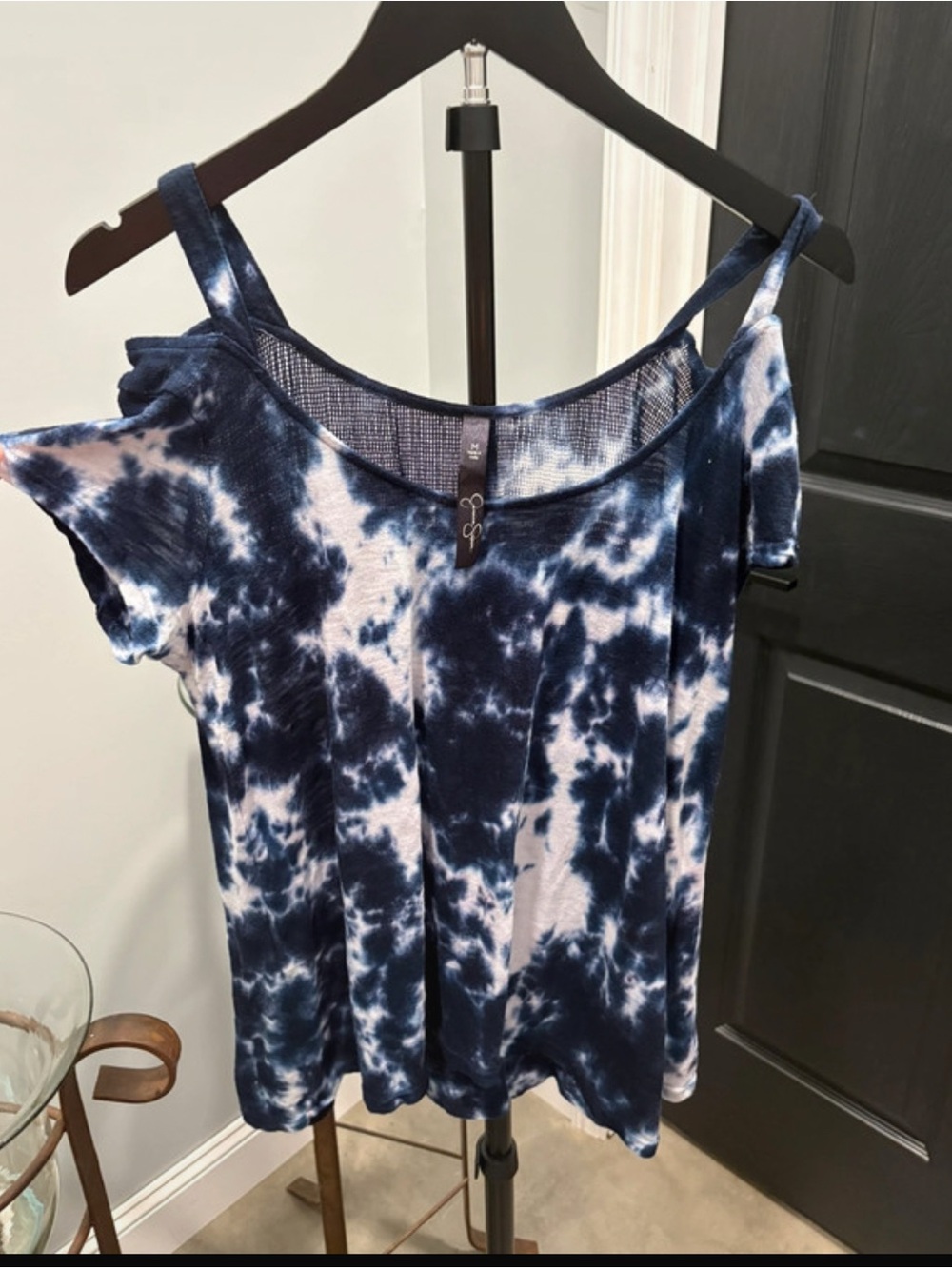 NWOT-Medium Jessica Simpson 
Y2K Bohemian Navy 
Tie-Dye Cold-Shoulder To